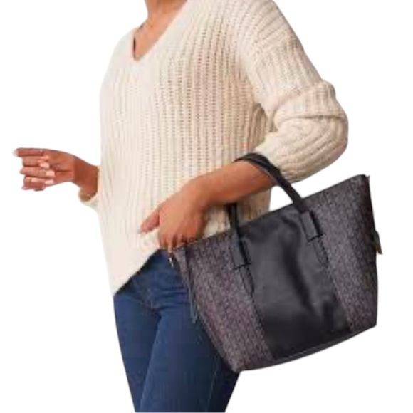 Fossil Handbags - Fossil Black and Brown Faux Leather Skylar Satchel Large Crossbody Purse